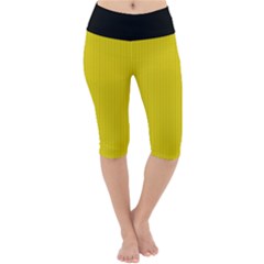 Citrine Yellow - Lightweight Velour Cropped Yoga Leggings by FashionLane