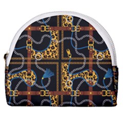 Chains Pattern Horseshoe Style Canvas Pouch by designsbymallika