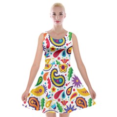 Baatik Print Velvet Skater Dress by designsbymallika