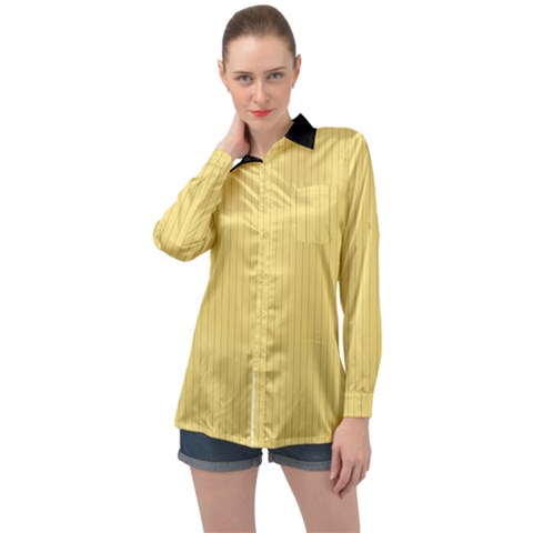 Jasmine Yellow - Long Sleeve Satin Shirt by FashionLane