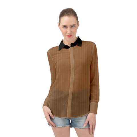 Bone Brown - Long Sleeve Chiffon Shirt by FashionLane