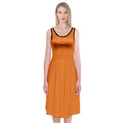 Carrot Orange - Midi Sleeveless Dress by FashionLane
