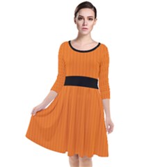 Carrot Orange - Quarter Sleeve Waist Band Dress by FashionLane