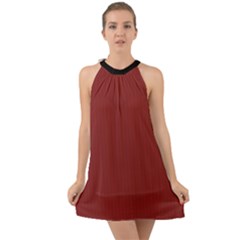 Chili Oil Red - Halter Tie Back Chiffon Dress by FashionLane