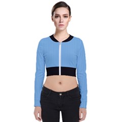 Aero Blue - Long Sleeve Zip Up Bomber Jacket by FashionLane