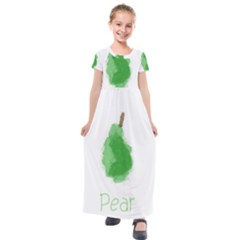 Pear Fruit Watercolor Painted Kids  Short Sleeve Maxi Dress by Mariart