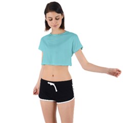 Tiffany Blue - Tie Back Short Sleeve Crop Tee by FashionLane