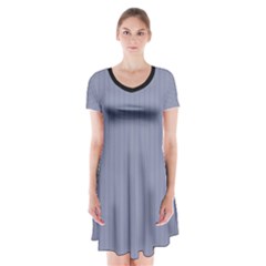 Cool Grey - Short Sleeve V-neck Flare Dress by FashionLane