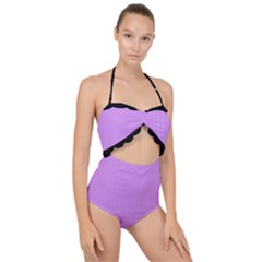 Bright Lilac - Scallop Top Cut Out Swimsuit by FashionLane