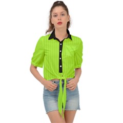 Chartreuse Green - Tie Front Shirt  by FashionLane