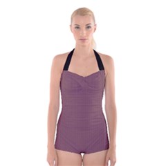 Dull Purple - Boyleg Halter Swimsuit  by FashionLane
