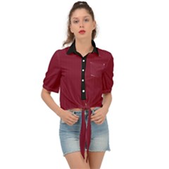 Rhubarb Red - Tie Front Shirt  by FashionLane