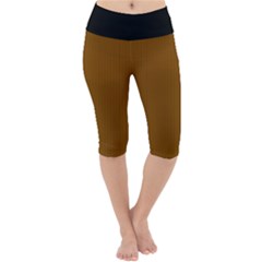 Just Brown - Lightweight Velour Cropped Yoga Leggings by FashionLane