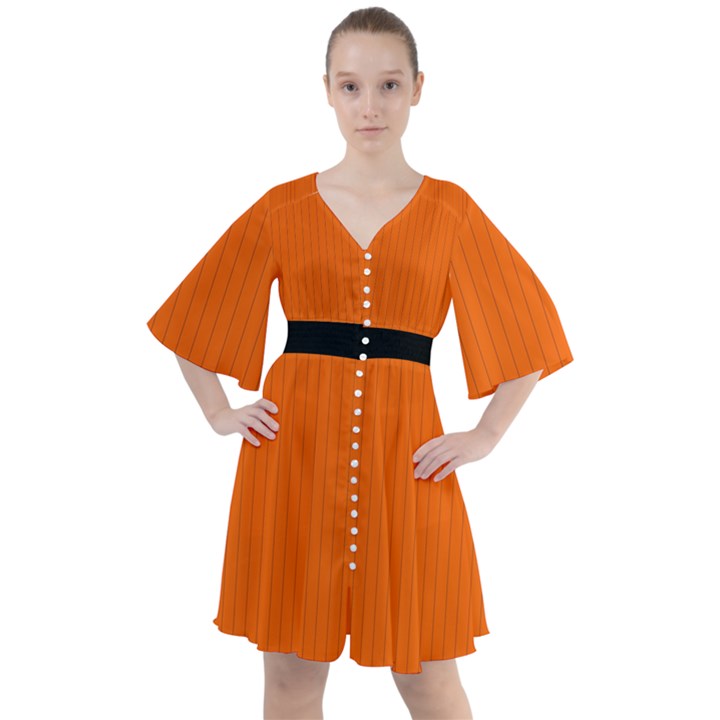 Just Orange - Boho Button Up Dress