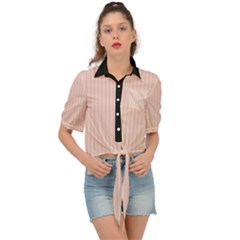 Pale Red - Tie Front Shirt  by FashionLane