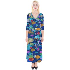 Illustrations Sea Fish Swimming Colors Quarter Sleeve Wrap Maxi Dress by Alisyart