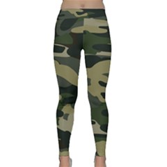 Green Military Camouflage Pattern Classic Yoga Leggings by fashionpod