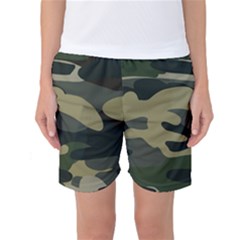 Green Military Camouflage Pattern Women s Basketball Shorts by fashionpod