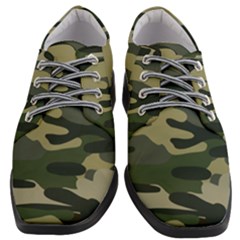 Green Military Camouflage Pattern Women Heeled Oxford Shoes by fashionpod