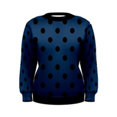 Large Black Polka Dots On Aegean Blue - Women s Sweatshirt by FashionLane