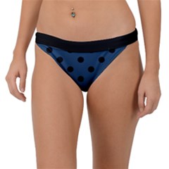 Large Black Polka Dots On Aegean Blue - Band Bikini Bottom by FashionLane
