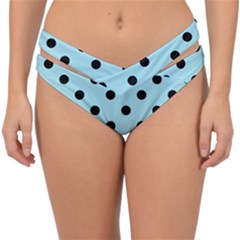 Large Black Polka Dots On Blizzard Blue - Double Strap Halter Bikini Bottom by FashionLane