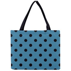 Large Black Polka Dots On Blue Moon - Mini Tote Bag by FashionLane