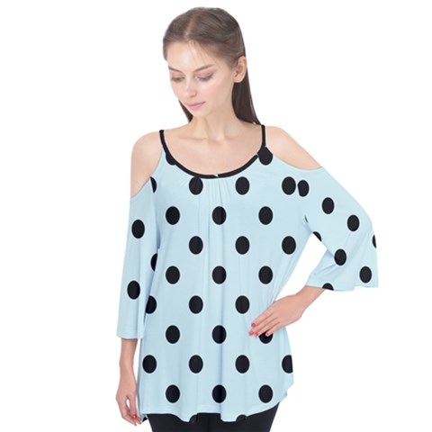 Large Black Polka Dots On Pale Blue - Flutter Tees by FashionLane
