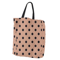 Large Black Polka Dots On Antique Brass Brown - Giant Grocery Tote by FashionLane