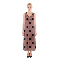 Large Black Polka Dots On Blast-off Bronze - Sleeveless Maxi Dress by FashionLane