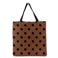 Large Black Polka Dots On Caramel Cafe Brown - Grocery Tote Bag by FashionLane