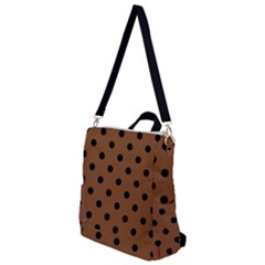 Large Black Polka Dots On Caramel Cafe Brown - Crossbody Backpack by FashionLane