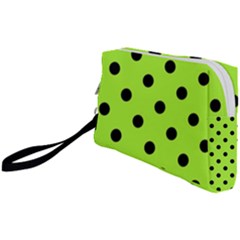 Large Black Polka Dots On Chartreuse Green - Wristlet Pouch Bag (small) by FashionLane