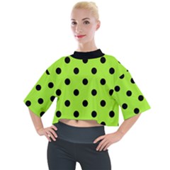 Large Black Polka Dots On Chartreuse Green - Mock Neck Tee by FashionLane