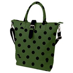 Large Black Polka Dots On Crocodile Green - Buckle Top Tote Bag by FashionLane