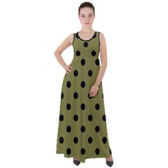 Large Black Polka Dots On Woodbine Green - Empire Waist Velour Maxi Dress by FashionLane