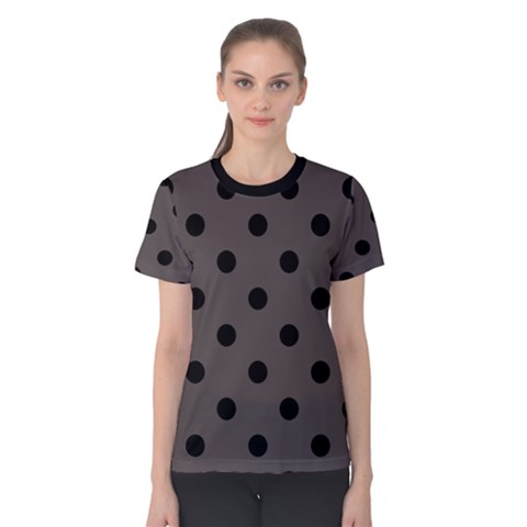 Large Black Polka Dots On Ash Grey - Women s Cotton Tee by FashionLane