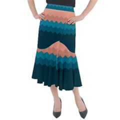 Flat Ocean Palette Midi Mermaid Skirt by goljakoff