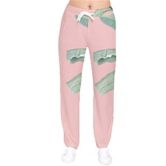 Palm Leaf On Pink Women Velvet Drawstring Pants by goljakoff