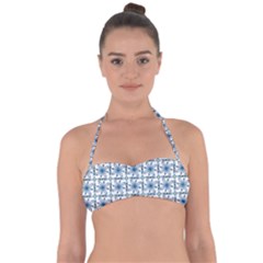 Azulejo Style Blue Tiles Halter Bandeau Bikini Top by MintanArt