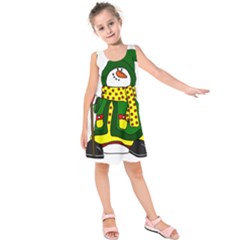 Christmas Snowman  Kids  Sleeveless Dress by IIPhotographyAndDesigns