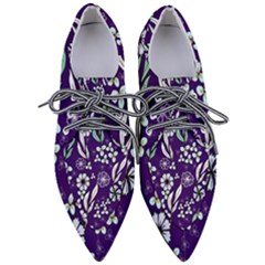 Floral Blue Pattern  Pointed Oxford Shoes by MintanArt