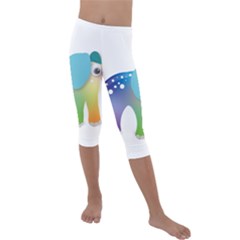 Illustrations Elephant Colorful Pachyderm Kids  Lightweight Velour Capri Leggings  by HermanTelo