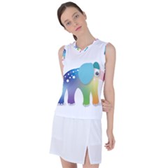 Illustrations Elephant Colorful Pachyderm Women s Sleeveless Sports Top