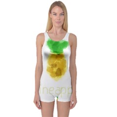 Pineapple Fruit Watercolor Painted One Piece Boyleg Swimsuit