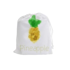 Pineapple Fruit Watercolor Painted Drawstring Pouch (large)