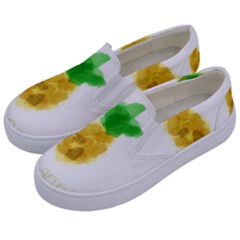 Pineapple Fruit Watercolor Painted Kids  Canvas Slip Ons by Mariart