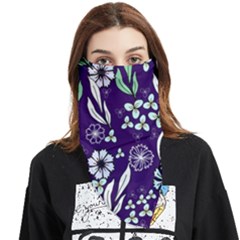 Floral Blue Pattern  Face Covering Bandana (triangle) by MintanArt