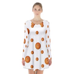 Tangerines Photo Motif Pattern Design Long Sleeve Velvet V-neck Dress by dflcprintsclothing
