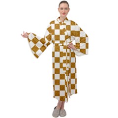 Checkerboard Gold Maxi Velour Kimono by impacteesstreetweargold